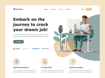 EduTech Online course landing page ui visual design web design