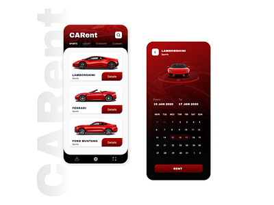 CaRent android app app car renting app cars ios app ui user experience user interface ux