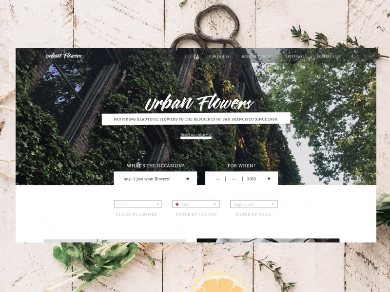 Urban Flowers Website Redesign branding florist redesign ui ui design urban user experience user interface ux web web design website