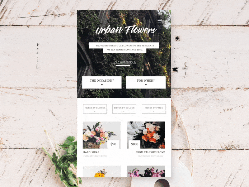 Urban Flowers Responsive Design branding florist redesign responsive ui ui design urban user experience user interface ux web web design