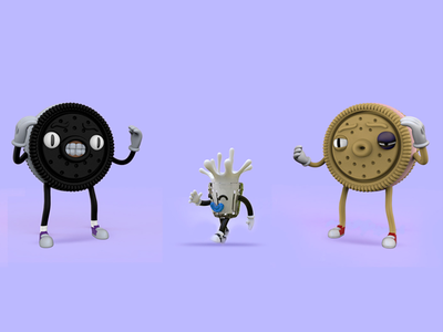 Oreo Fighters 3d 4d advertising animation branding c4d cartoon cgi character cinema4d cool design graphic icon illustration logo stationery ui ux vector