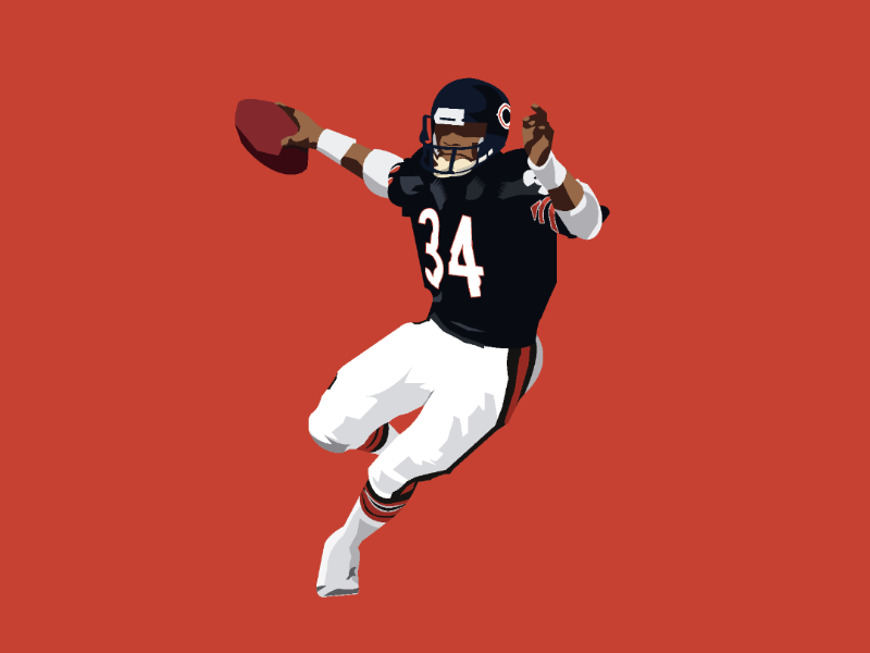 Walter Payton bears chicago nfl100 art success game illustration nfl design illustrator vector