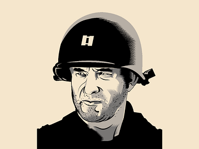 Tom Hanks art artist black design gray helmet illustrator movies portrait soldier tom hanks war