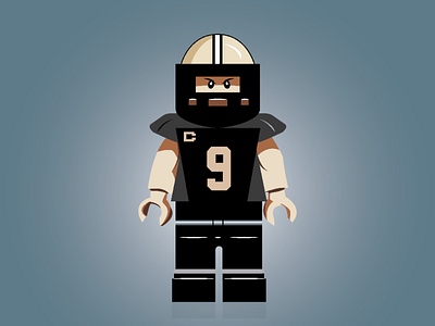 Lego saints 9 artist color design drew brees helmet illustrator lego nfl saints toys vector