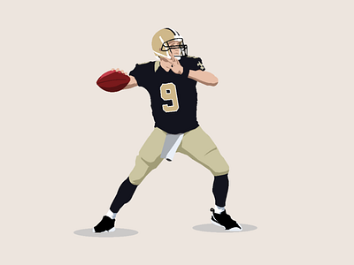 Drew brees design illustration illustrator nfl quarterback saints of new orleans vector
