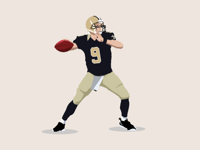 Drew brees saints of new orleans quarterback illustration nfl design illustrator vector
