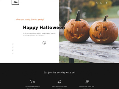 Happy Halloween black and white site design first screen halloween landing halloween site happy halloween material design ui