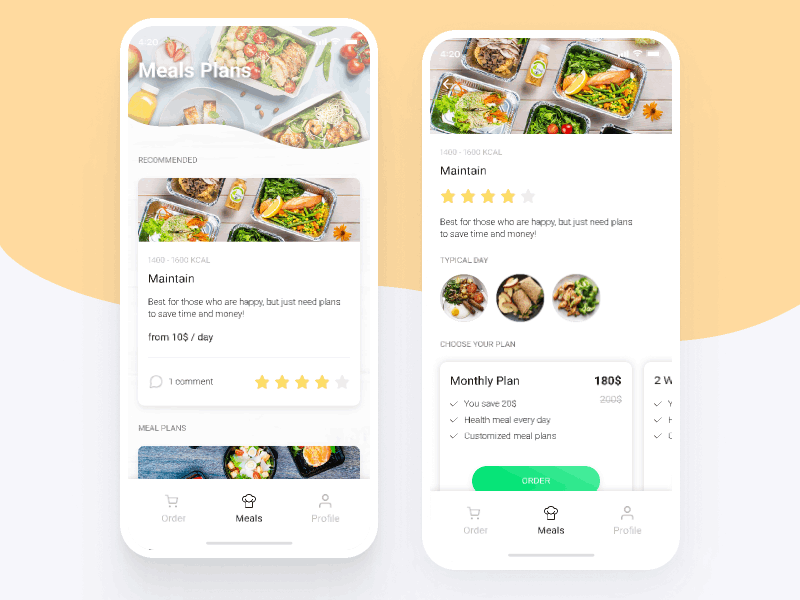Meal delivery - mobile app animation animation design figma freelance meal mobile mobile app mobile app design mobile design mobile ui ordering principle ui ui design uidesign uxui design