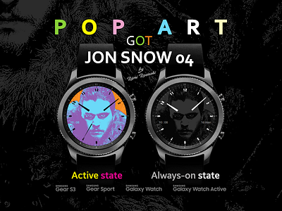 Pop Art GOT Jon Snow 04 illustration rosinski rémi rémi rosinski samsung samsung galaxy watch