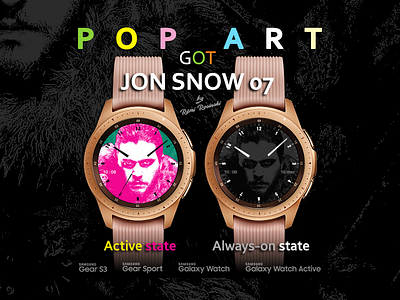 Pop Art GOT Jon Snow 07 illustration rosinski rémi rémi rosinski samsung samsung galaxy watch