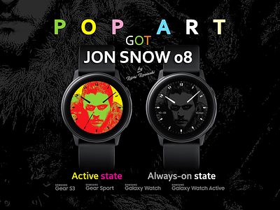 Pop Art GOT Jon Snow 08 illustration rosinski rémi rémi rosinski samsung samsung galaxy watch