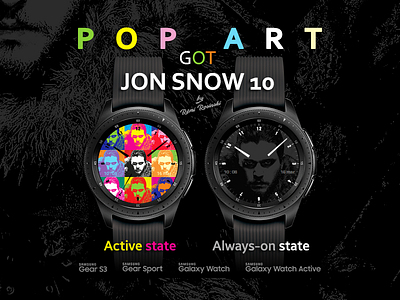 Pop Art GOT Jon Snow 10 illustration rosinski rémi rémi rosinski samsung samsung galaxy watch