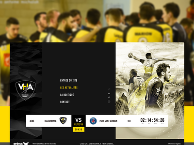 Rebrand VHA website black branding design flat gones handball homepage identity logo lyon rebrand sketch sport sport design ui ux villeurbanne web webdesign