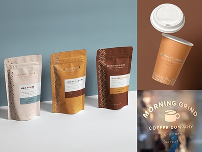 Morning Grind Coffee Company (II) branding coffee design logo mug packaging packaging design sign vector