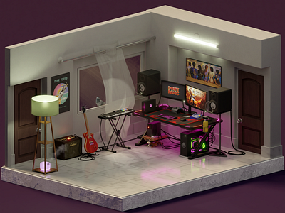 My Work/Play Room in 3D 3d art 3dmodel blender blender3d blender3dart design illustration
