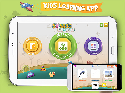 Sounds Essentials Kids Learning App UI Design children app kids app kids app design kids sound app mudasir nazar sounds essentials