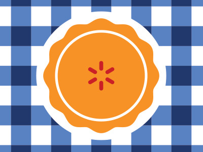 Pie blue gingham icon pie tablecloth vector yellow