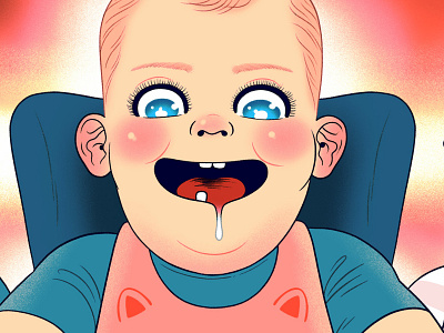 Hungry Baby baby cartoon digital drawing high chair illustration infant