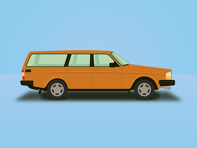 Volvo 80s automobile blue car driving illustration illustrator orange retro side station wagon volvo