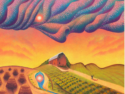 Album Cover Art - Haystacks album cover clouds cover art digital painting faces farm illustration