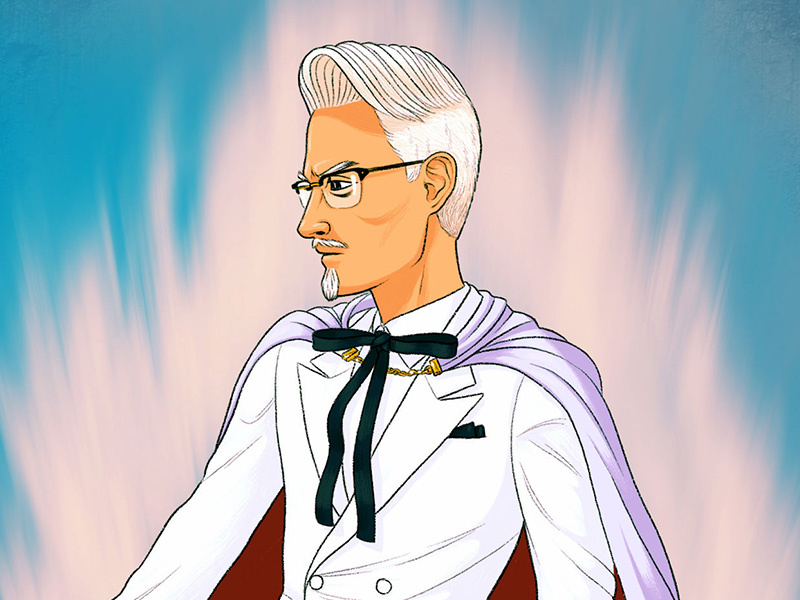 Sanders cartoon illustration character mascot kfc colonel sanders