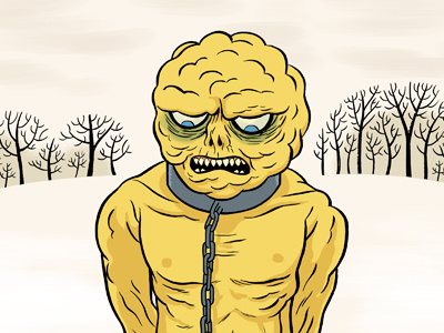 Monster chains digital ink monster snow winter yellow