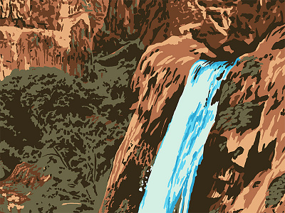 Waterfallin' national park outdoors poster rocks screen print travel trees waterfall