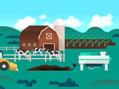 Down on the Farm agriculture animation barn corn cows dairy farm field illustration machine manure