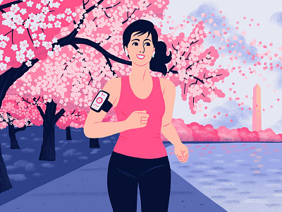 Cherry Blossom Run exercise flowers illustration monument running tidal basin washington dc woman