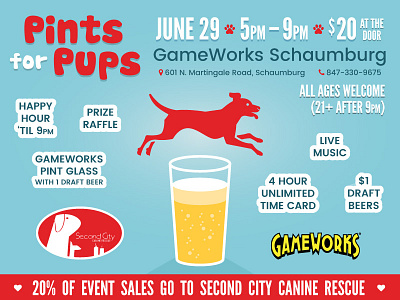 Pints for Pups beer charity dog email event flyer fundraiser rescue sign