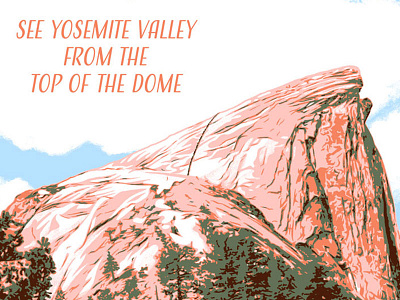 Half Dome green mountain national park nature pink poster screen print yosemite