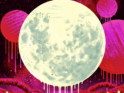 Delirium Tour digital drips gigposter illustration moon pink psychedelic space