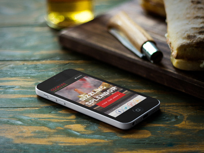 iPhone 5c over bistro table app marketing bistro business design mockup digital pr digital pr app marketing food ios apps responsive screenshot generator startup marketing table ux design