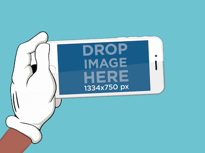 Illustrated iPhone 6 Mockup Held by a Cartoon Hand