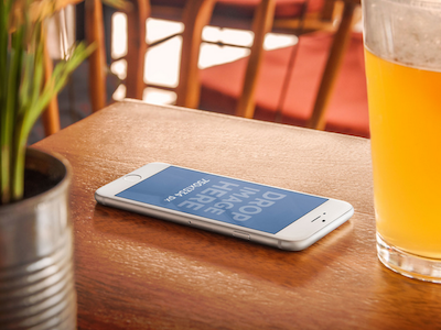iPhone 6 next to a Beer app marketing design mockup digital pr ios apps responsive screenshot generator startup marketing ux design