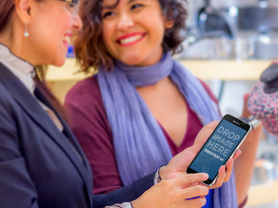 Samsung Galaxy S5 Mockup Of Friends Having Fun At The Mall