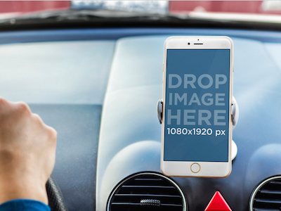 Mockup of White iPhone 6 Plus in the Car While Driving app marketing apple devices appstore marketing ios apps iphone iphone 6 iphone 6 plus iphone apps seo startup marketing