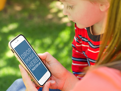 iPhone 6 Mockup with Child Watching Mom's Phone app marketing apple devices appstore marketing ios apps iphone iphone 6 iphone 6 plus iphone apps seo startup marketing