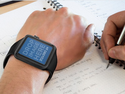 Man Using Black Apple Watch While Taking Notes apple apple watch mockup apple watch template mockup generator smartwatch