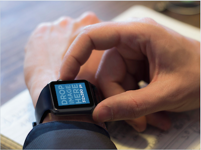 Stock Photo of Man Using Black Apple Watch While Working apple apple watch mockup apple watch template mockup generator smartwatch