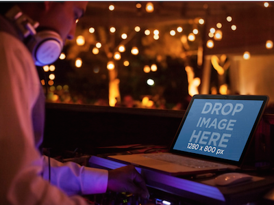 Macbook Pro Mockup Template of DJ at a Party apple dj mockup macbook pro mockup mockup generator music online marketing template web marketing