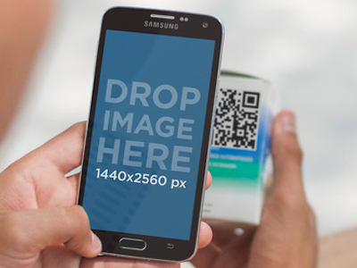 Android Mockup of a Teenager Scanning a QR Code android apps android mockup android template app marketing mockup generator mockup template online marketing online marketing tools startup marketing ux design visual marketing visual marketing tools