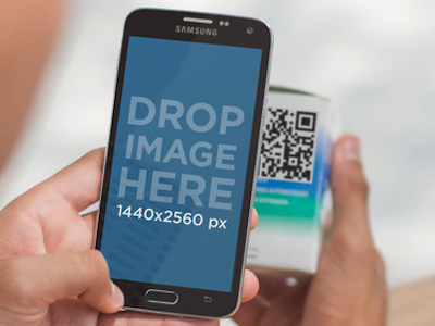 Android Mockup of a Teenager Scanning a QR Code