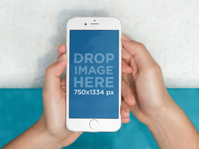 iPhone 6 Mockup Template Against a White and Blue Backdrop