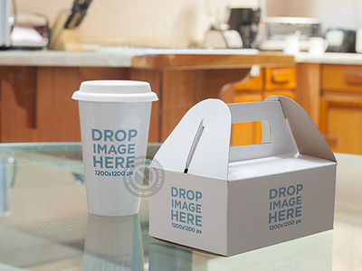Label Mockup Featuring a Takeaway Coffee Cup and Paper Food Box advertising campaign coffee cup mockup coffee cup template food box stock photo label mockup label template online marketing paper food box mockup stock photo mockup stock photo template visual content visual marketing tools