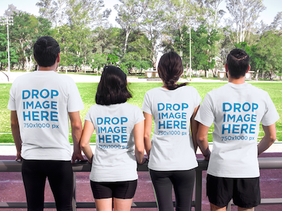 Download T-Shirt Mockup of a Group of Friends at a Running Track by ...