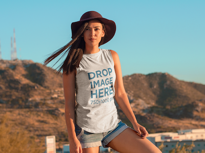 Woman Modeling in the Desert Tank Top Mockup clothing mockup template content marketing digital marketing marketing tools mockup tools stock photo mockup stock photo template tank top mockup tank top mockup generator tank top mockup template tank top template visual marketing tools