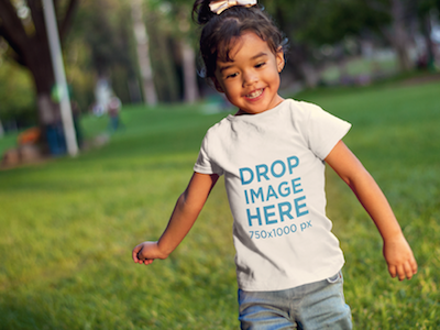 Download Little Girl Running At A Park T Shirt Mockup By Placeit On Dribbble