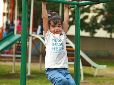 Young Girl Playing at the Park T-Shirt Mockup