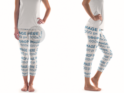 Woman in Leggins Over a Flat Backdrop Clothing Mockup